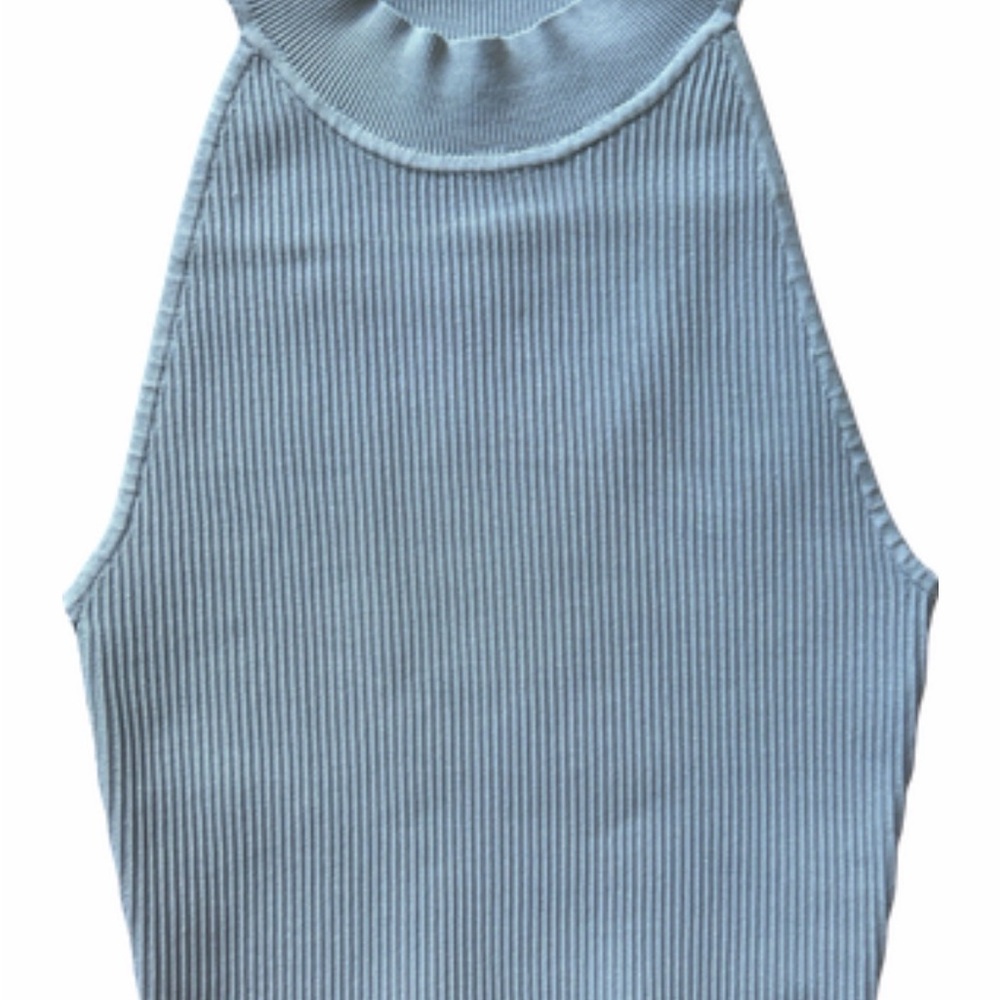 Babaton from Aritzia Sculpt Knit Halter - cement blue
